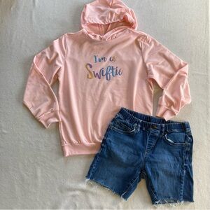 Swiftie hoodie and Denim Shorts Set